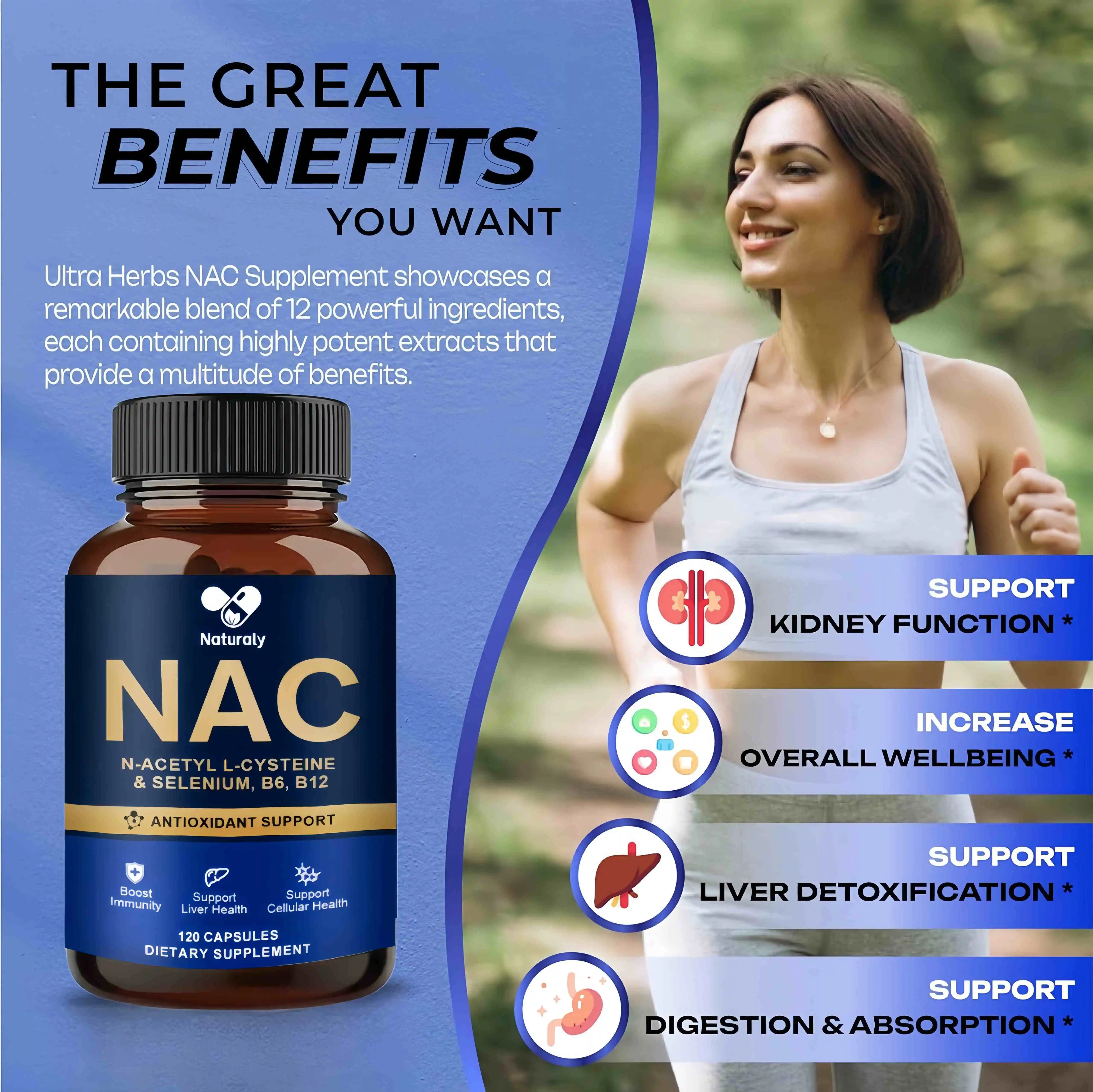 NAC Supplement L-Glutathione, Intracellular Antioxidant Complex - Promotes Cleansing, Detoxification & Repair Reduces Liposome