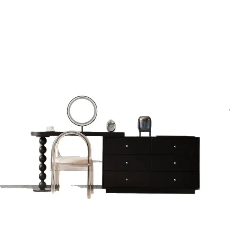 

Modern and simple, fritillary dresser and chest integrated, premium retro black master bedroom corner makeup table