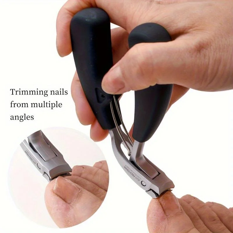 Gebogen nagelknipper met grote opening Drie keer anti-spat opslag Nagelknipper voor ouderen Dikke teennagels Heavy Duty