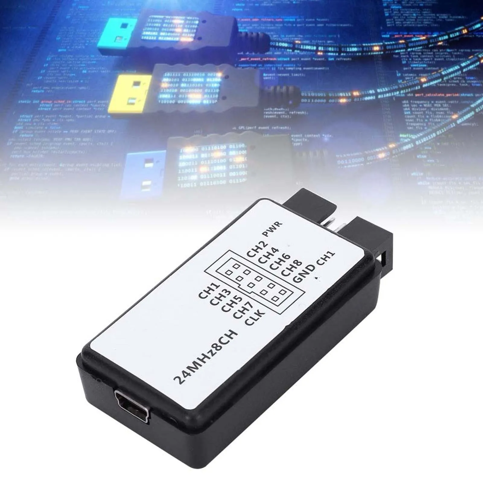 USB Logic Analyzer Device Set Mini Digital  Size 8 Channel Input Memory 24MHz Logic Analyzer 24MHz USB Logic Analyzer