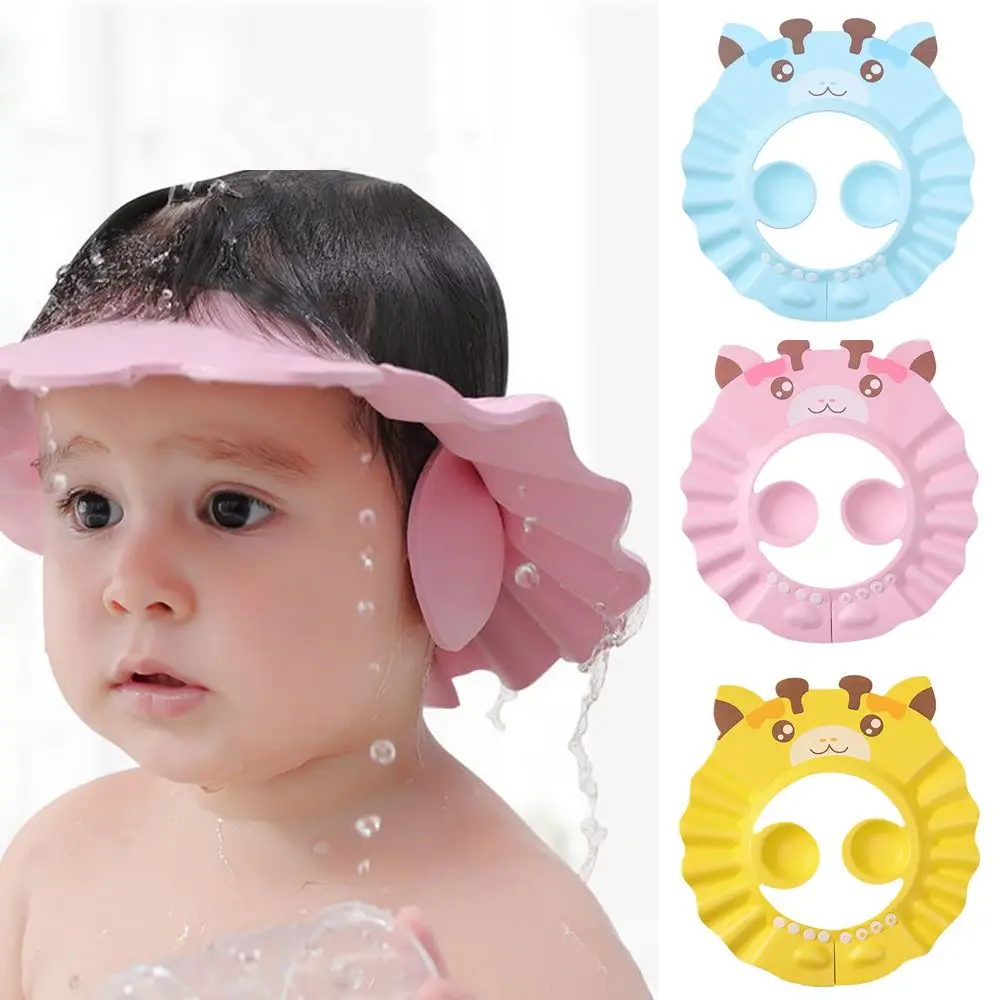 Gorro de baño con protección para los oídos para niños, cubierta para la cabeza, artefacto de champú, gorro de ducha para bebé, gorro para lavar el cabello