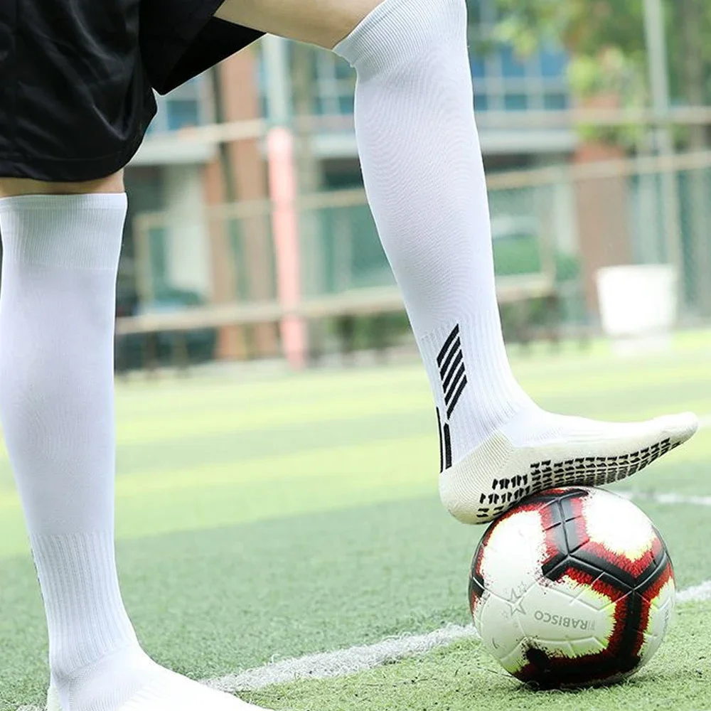 Calcetines de compresión hasta la rodilla para adultos y niños, medias de agarre de fútbol para correr, antideslizantes, para fútbol, gimnasio, de goma, 1 par