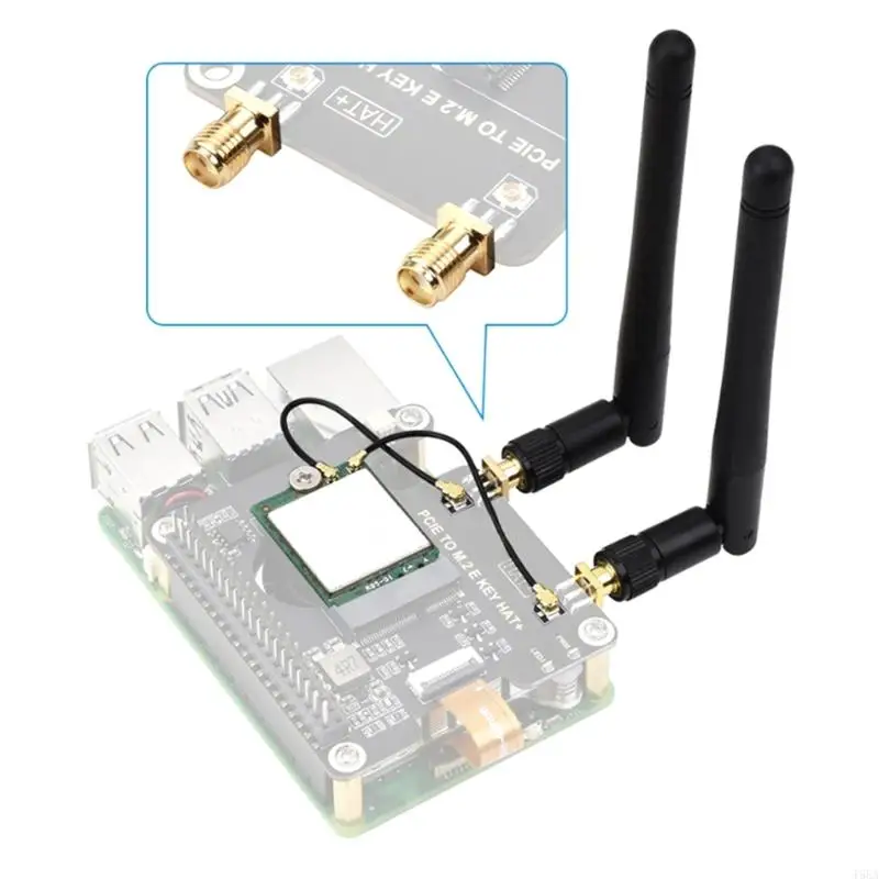 PCIE M.2 E Key HAT+ Adapter Board Compatible For Pi 5 Adapter Board for Enhances Wireless Connectivity USB to SH1.0 2Pin