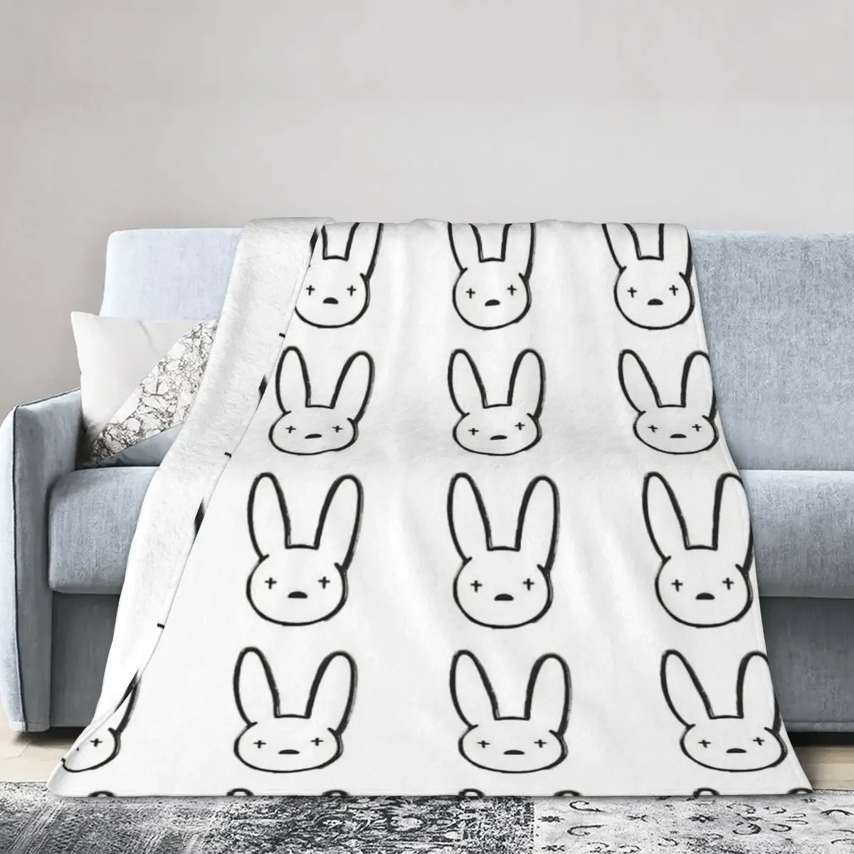 

Bad Bunny Blankets Soft Warm Flannel Throw Blanket Bedspread for Bed Living room Picnic Travel Home Couch