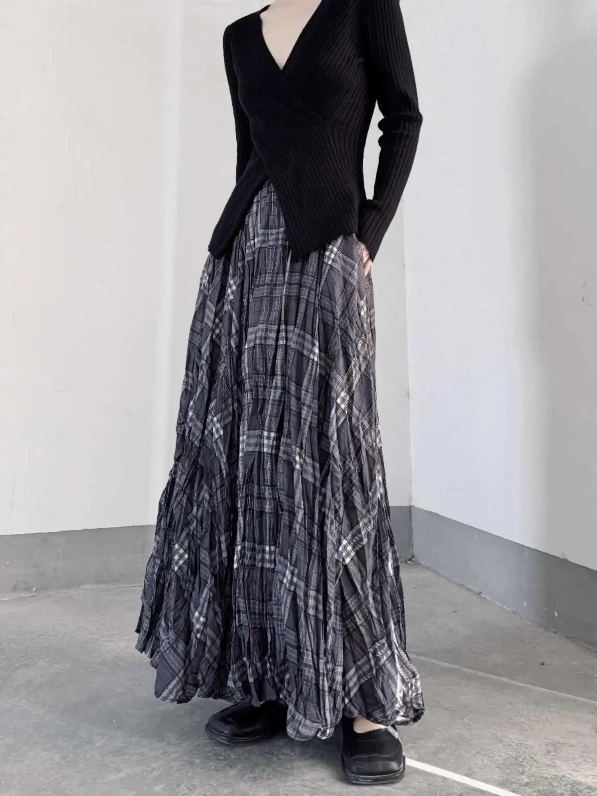 UMI MAO Academy Style jupe plissée à carreaux Femme automne nouvel article Niche minceur jupe Midi pour les femmes Y2K