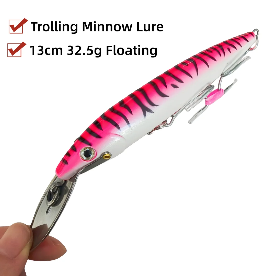 Swolfy 1Pc 130mm/32.5g Iron Tongue Minnow stainless steel lip Pencil Bait Dogs Bass Lure Fishing Tackle