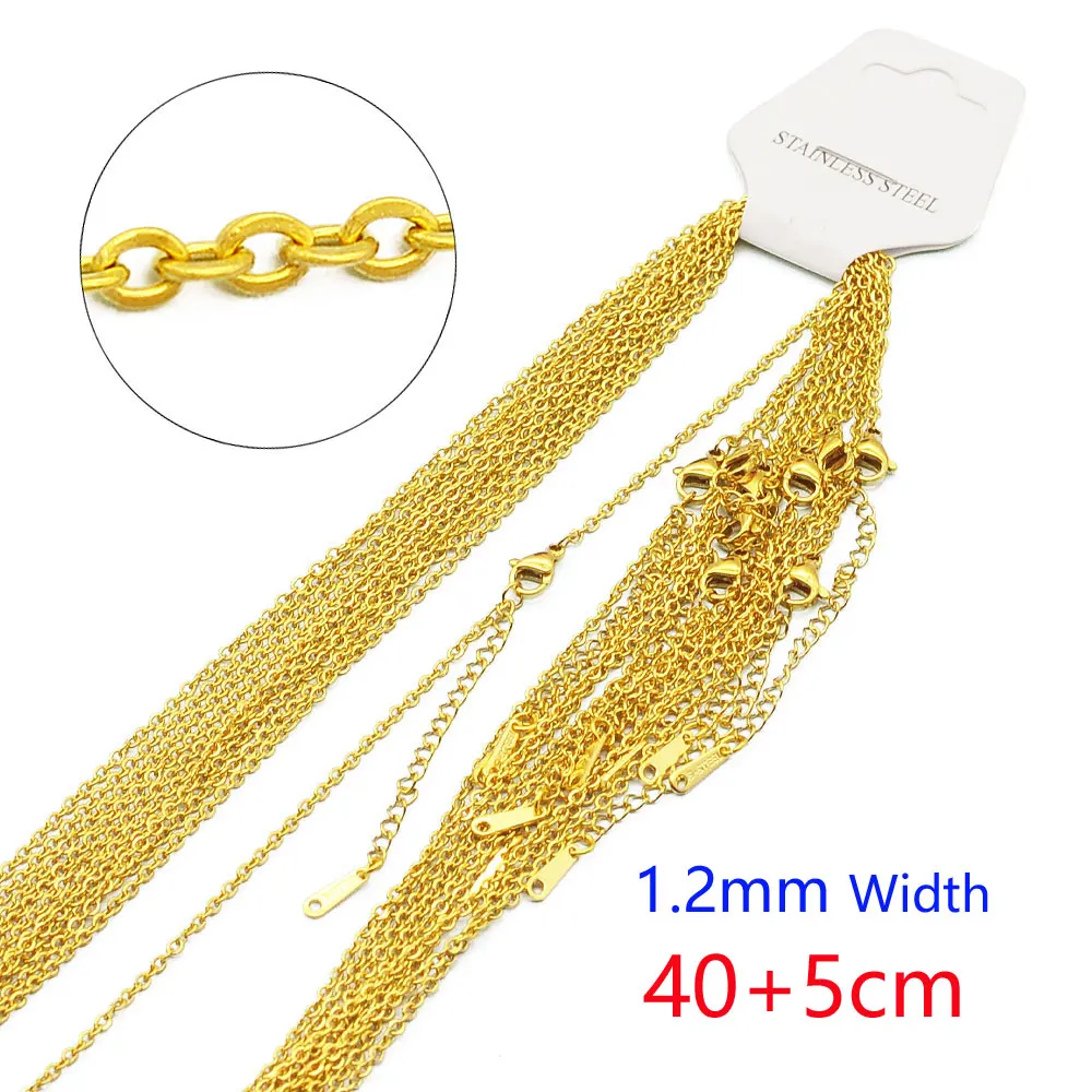 10 unids/lote 304 collar de cadena de cuerda de eslabones de Cable de acero inoxidable para hacer joyería DIY Color oro plateado O cadenas gargantilla collares