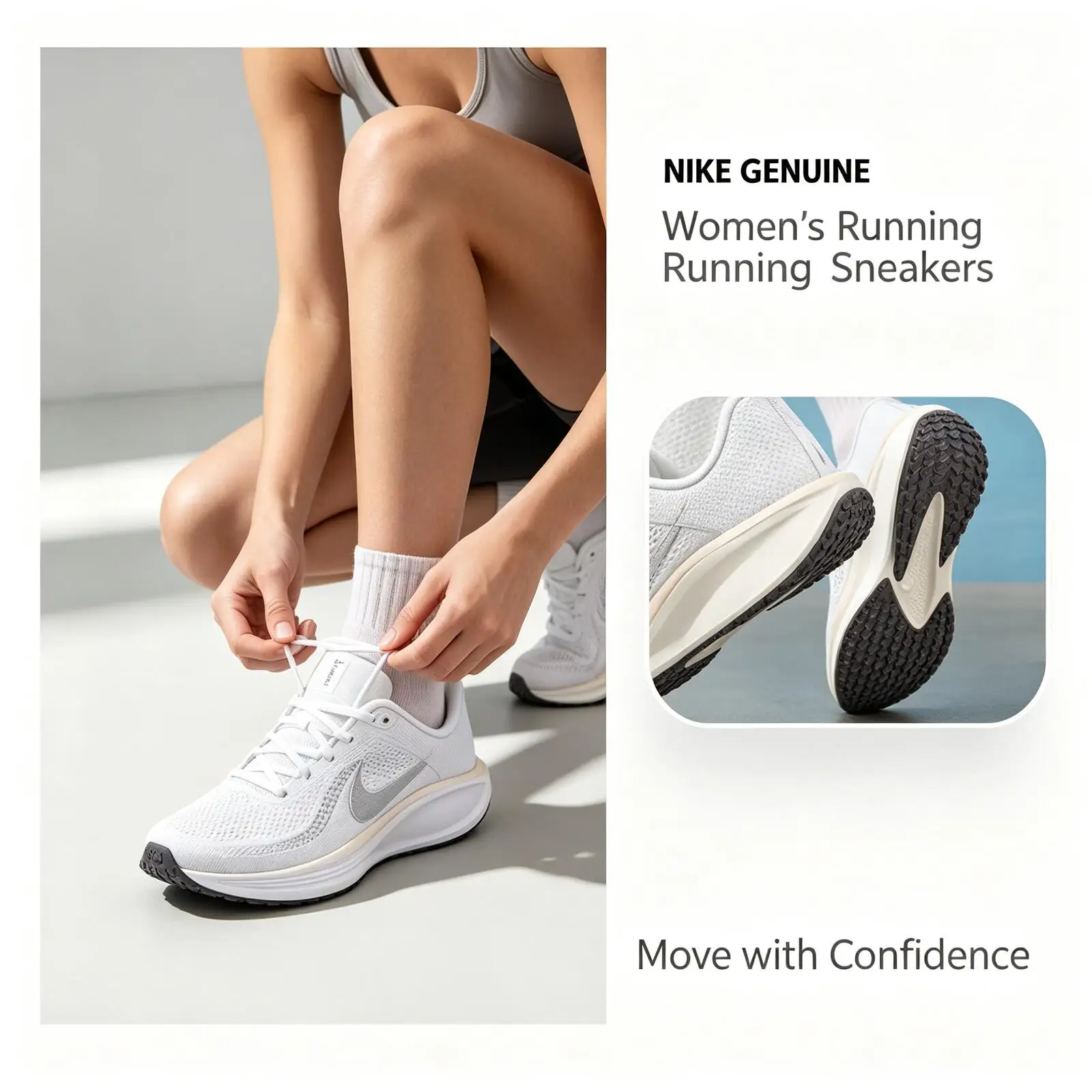 Nike Genuine Women Air Winflo 12 White Running Shoes Lightweight Breathable Mesh Cushioned Athletic Sneakers Anti Slip Rubber
