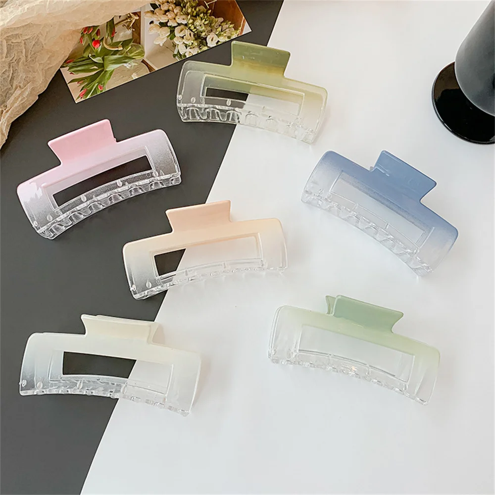 Gradient Oversized Hair Claw Crab Hair Clips Women Extra-large Hollow Square Grab Bath Clip Ponytail Clip Hair Claw Accessories