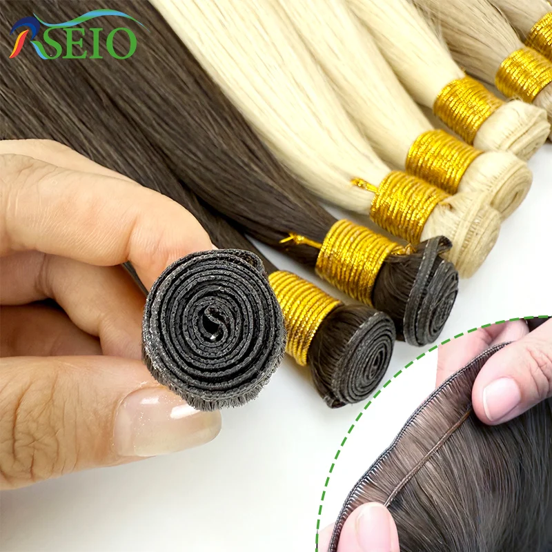 High Quality Genius Human Hair Wefts Extensions Hair Weaves Bundles Real Human Natural Hair Straight Black Brown Blonde