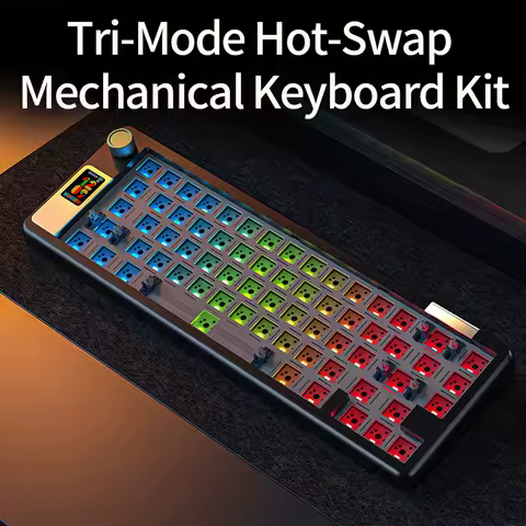 Hot-swappable Mechanical Keyboard Kit 3-Mode BT 2.4G Wireless RGB Backlit Gasket Structure for PC Laptop Gamers