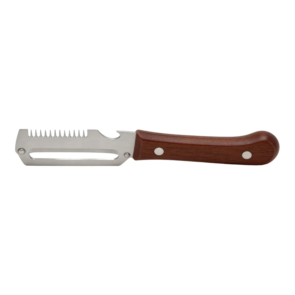 Multi-Functional Vegetable Peeler with Stainless Steel Blade and Solid Wood Handle for Potatoes Carrots Zucchini
