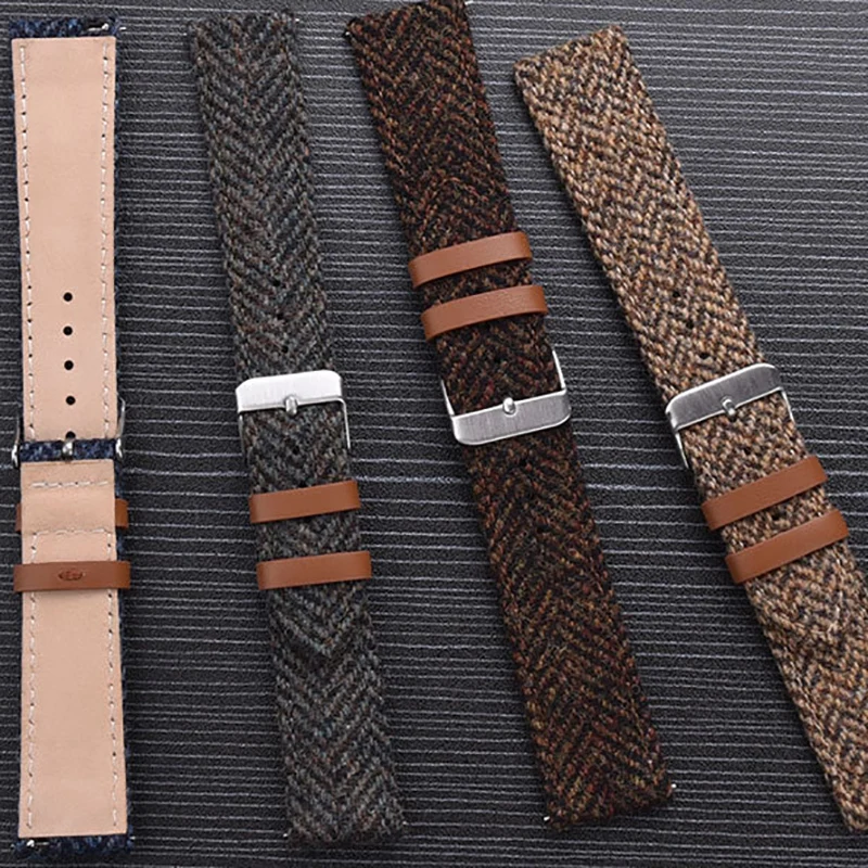 18mm 20mm 22mm Watch Strap Geniune Leather Nylon Retro Band for Samsung Galaxy Watch 3/4 Belt for Seiko Quick Release Watchband