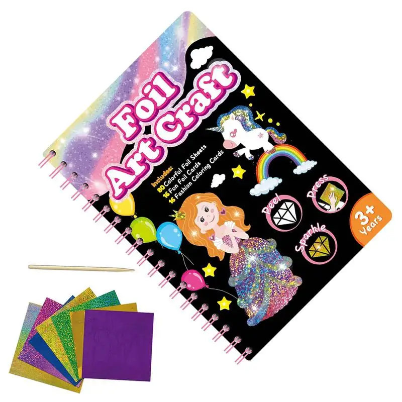 

Детская книжка для творчества, книжки для детей, детские наклейки-раскраски из фольги, книжка для рисования, веселая и развивающая книга для девочек