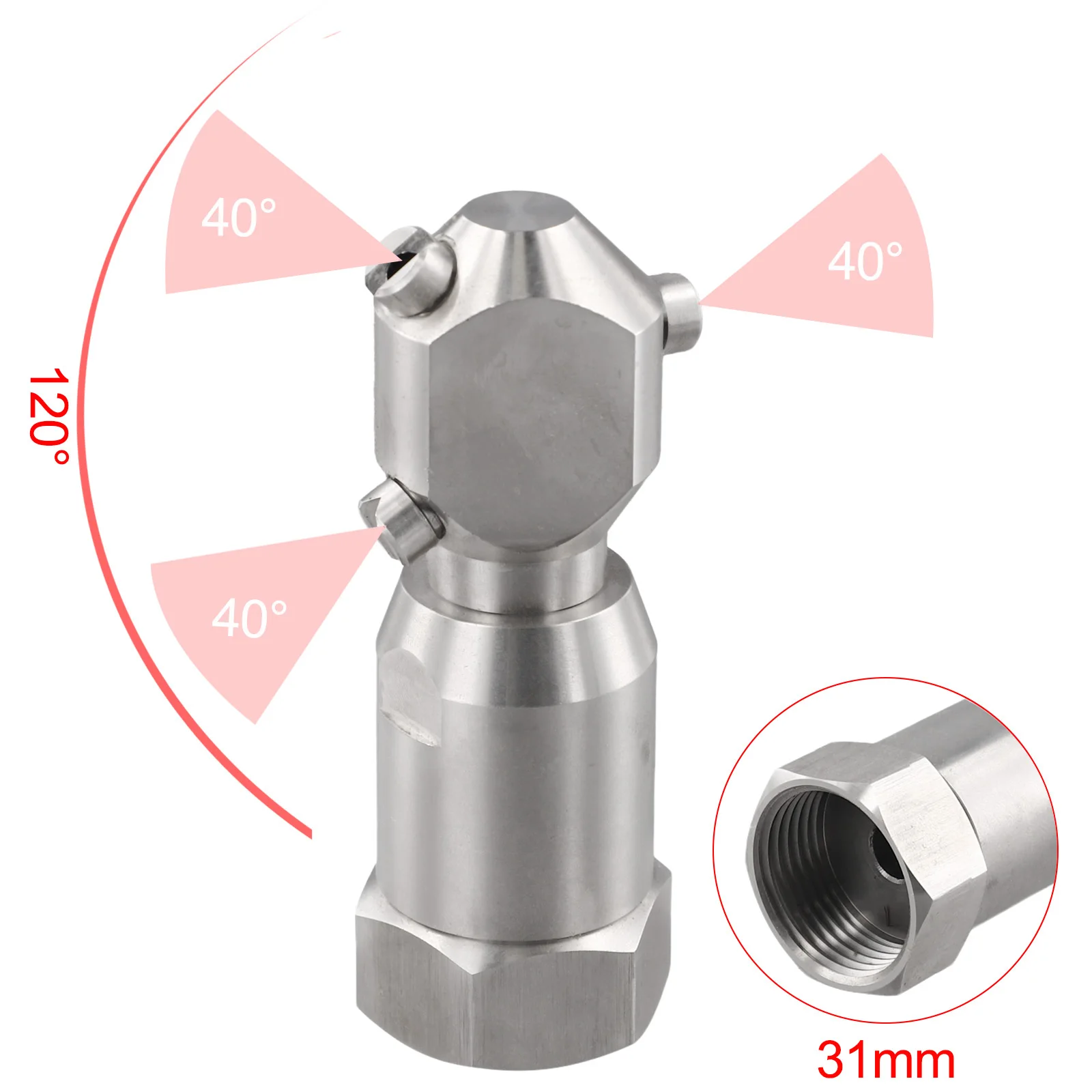 For 360 Degree Stainless Steel Rotating Tank Washing Nozzle for Cleaning Food Processing Tanks Oil Tanks and Steel Drums