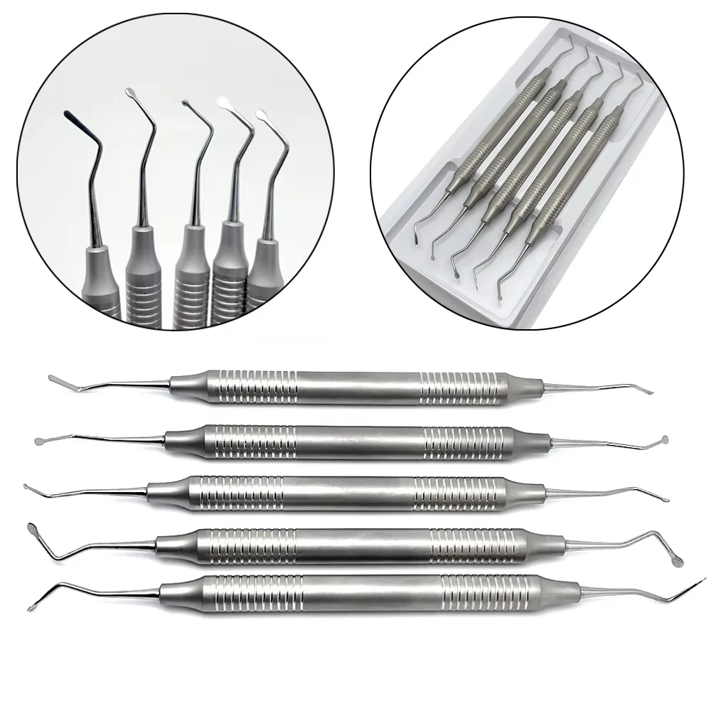 5Pcs Dental Gingival Retraction Picker Stainless Steel Serrated Separator Placement Tool Round Tip for Dentist Material tool