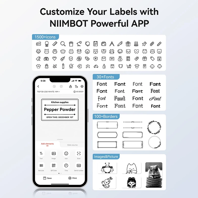 Niimbot 1 لفة تسمية حرارية أبيض/لون/شفاف/كابل ملصق لاصق مضاد للزيت UV ورقة للطابعة الحرارية المحمولة B1 B21