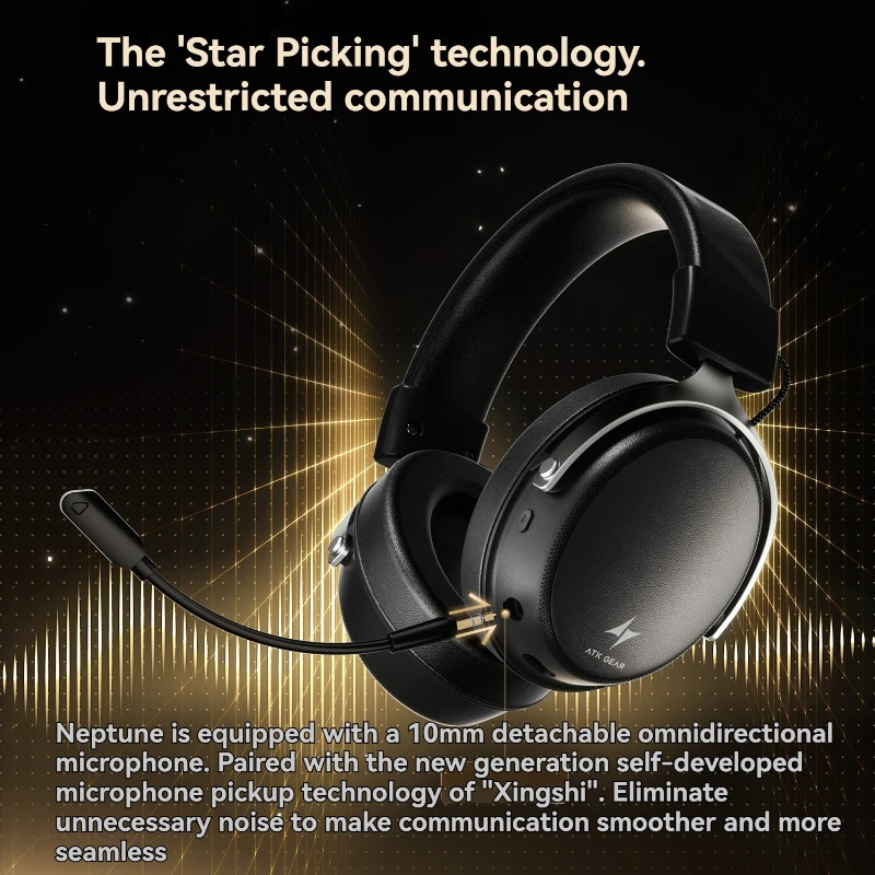 ATK Neptune N9 سماعة الألعاب اللاسلكية المخصصة 270 جرام خفيفة الوزن مثبتة على الرأس إلغاء الضوضاء سماعات ملحقات الكمبيوتر