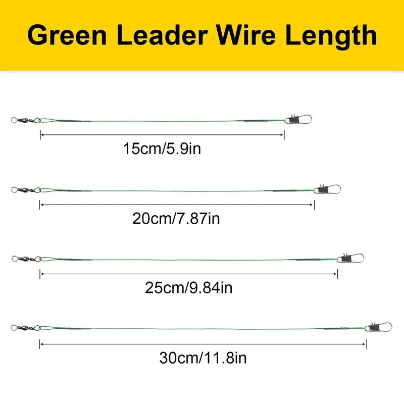 20PCS Anti Bite Steel Fishing Line 15/20/25/30cm Steel Wire Leader With Swivel Fishing Accessory Lead Core Leash Fishing Wire