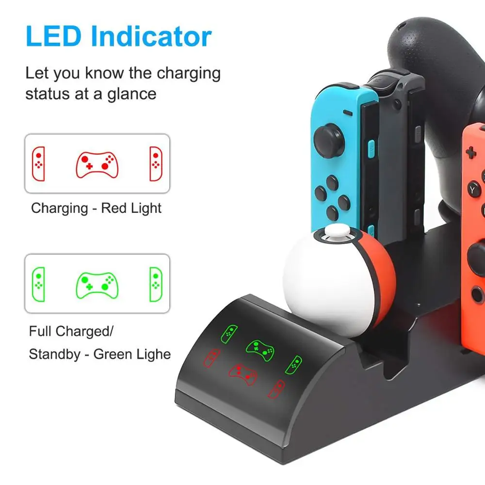 

TNS-19035 controller Gamepad Charger for NS Pro/Switch/Switch OLED Fast Charging Base Bracket With Indicator Light