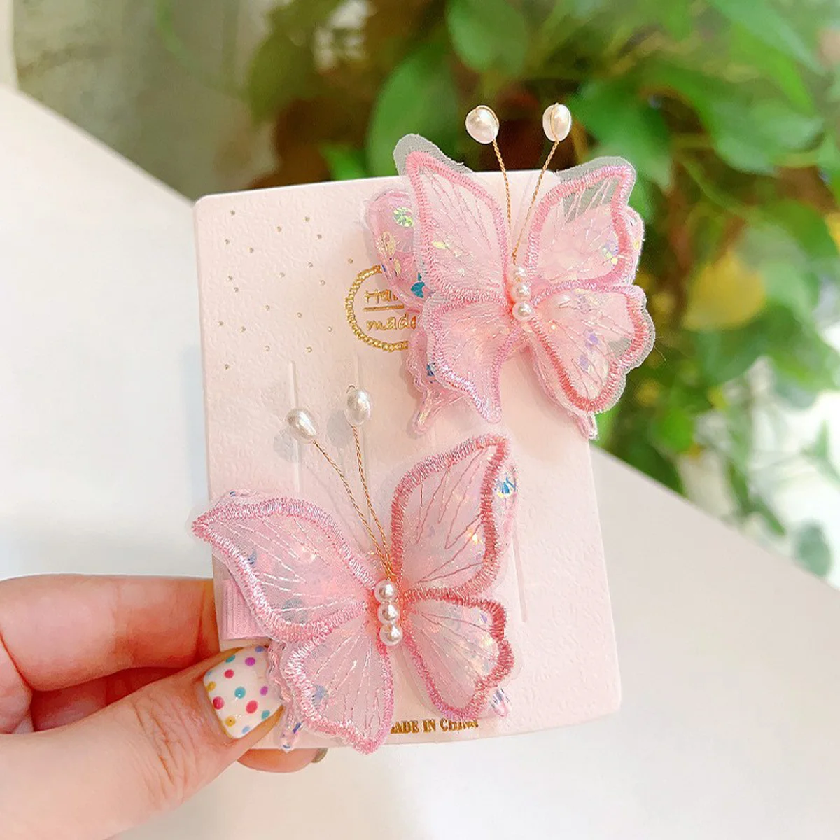 2pcs Embroidery Butterfly Hairpin Fairy Hair Clip Gauze Headdress Sweet Cute Princess Bangs Clip Hair Accessories for Children