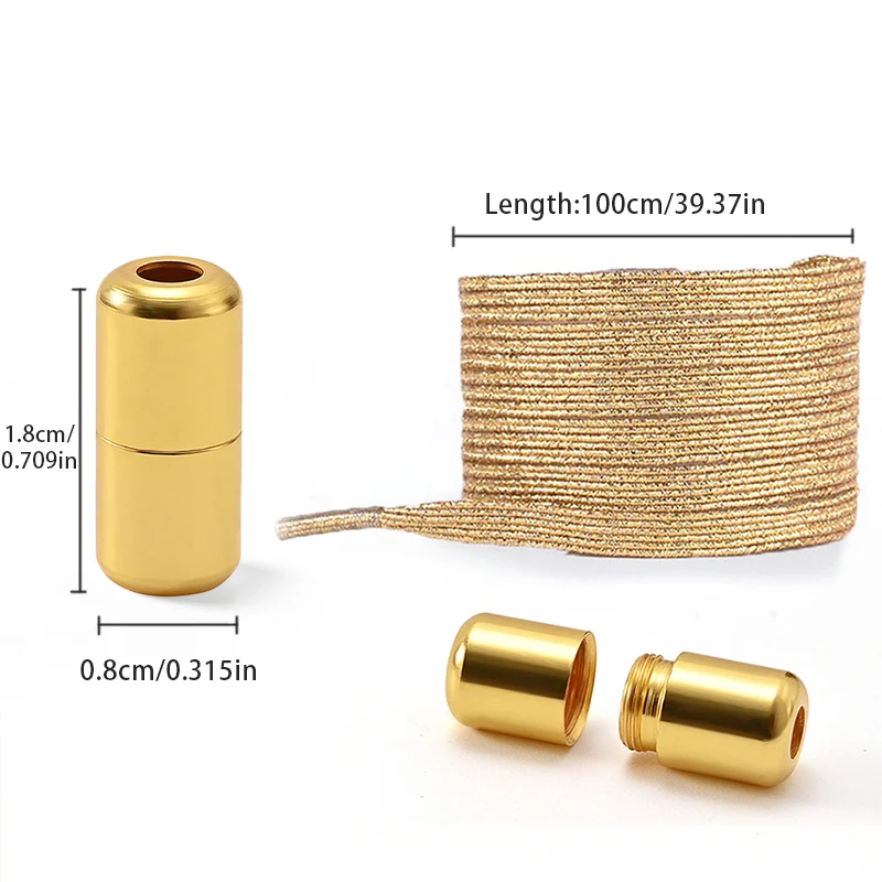 1Pair No Tie Shoe Laces Colorful Buckle Golden Shoelaces Pearl Light Colorful Fashion Without Ties Elastic Laces - Image 2