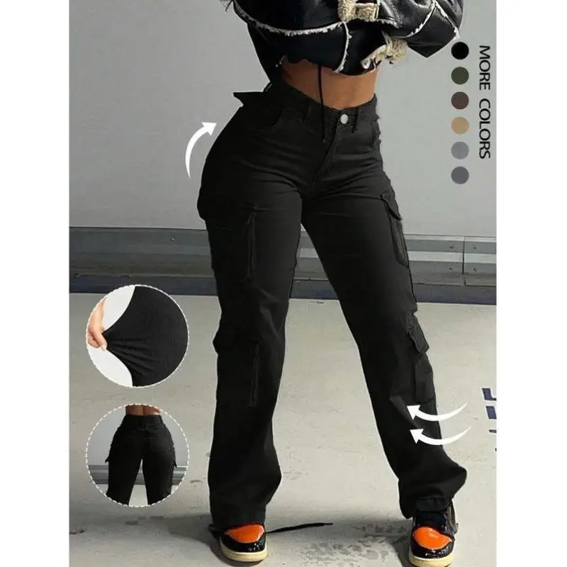 

High Waist Casual Pants for Men And Women Flat Weave Dstring New Sle Cross-Border Cargo Pants ex PVC Material