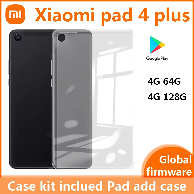 مجموعة حافظة Xiaomi Pad 4 Plus LTE (4G 64G/4G 128G) GSM غير مقفلة 10.1 بوصة (Snapdragon 660) (أسود/ذهبي عالمي) وسادة مستعملة