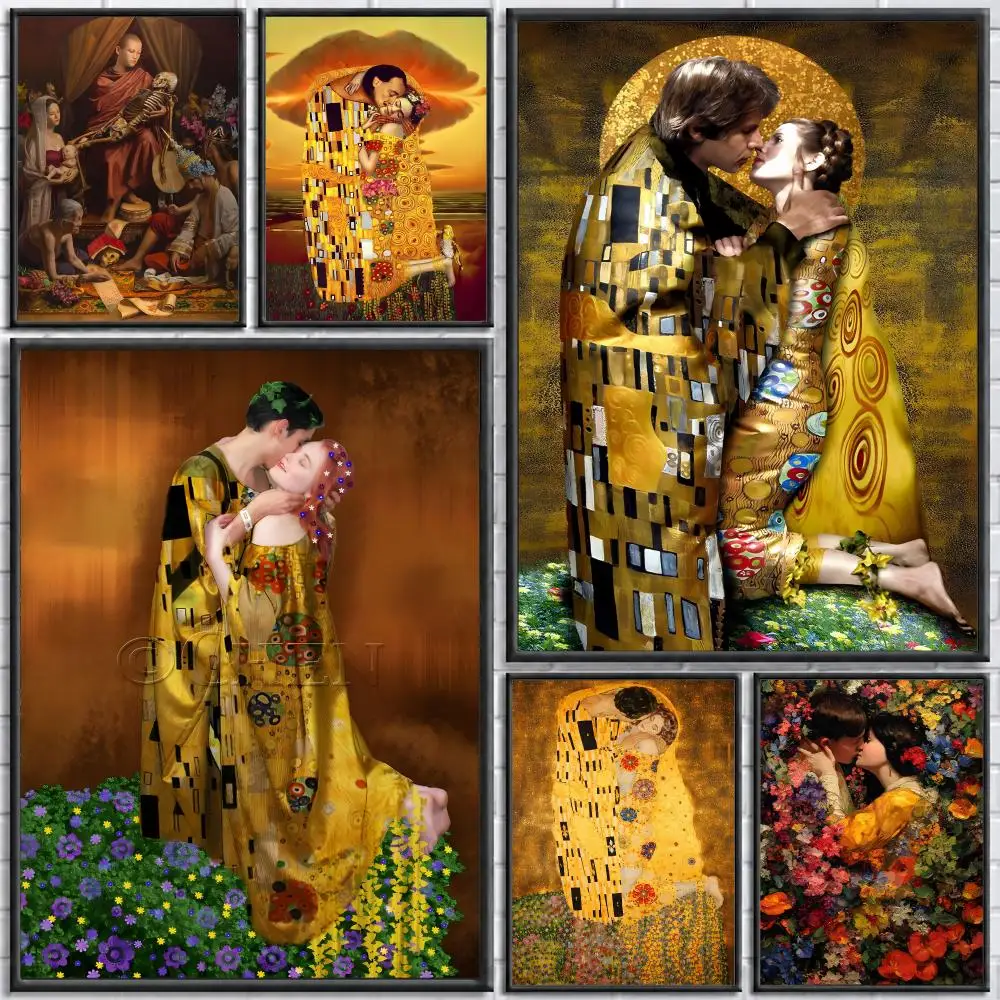 Art Criss Bellini Masked Floral King Couple   Print Wall Art Pictures Canvas Painting Living Room Bedroom Home Decor Poster
