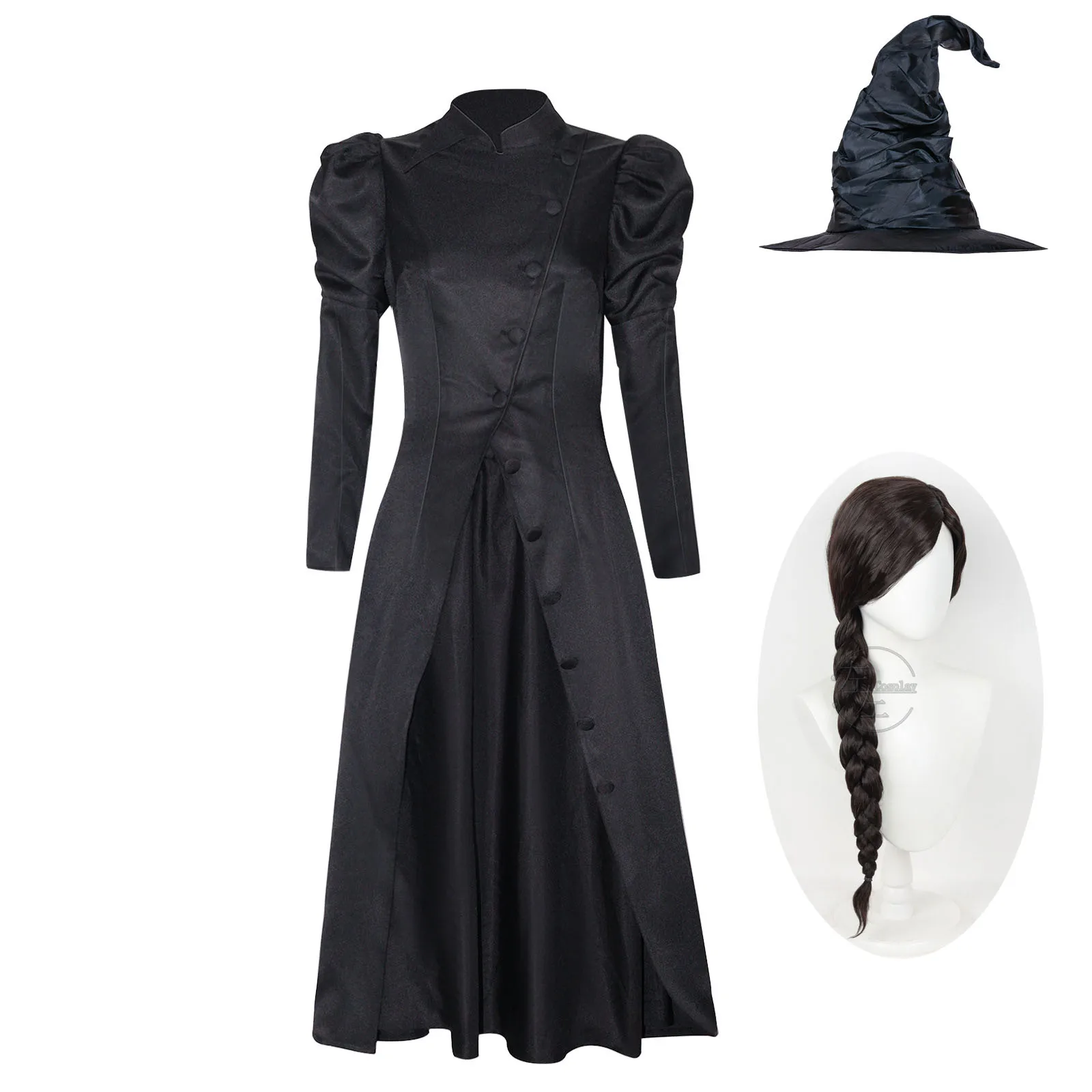 Movie Wicked Elphaba Thropp Cosplay Costume Black Witch Dress Hat Uniform Wicked Witch of The West Halloween Party Women