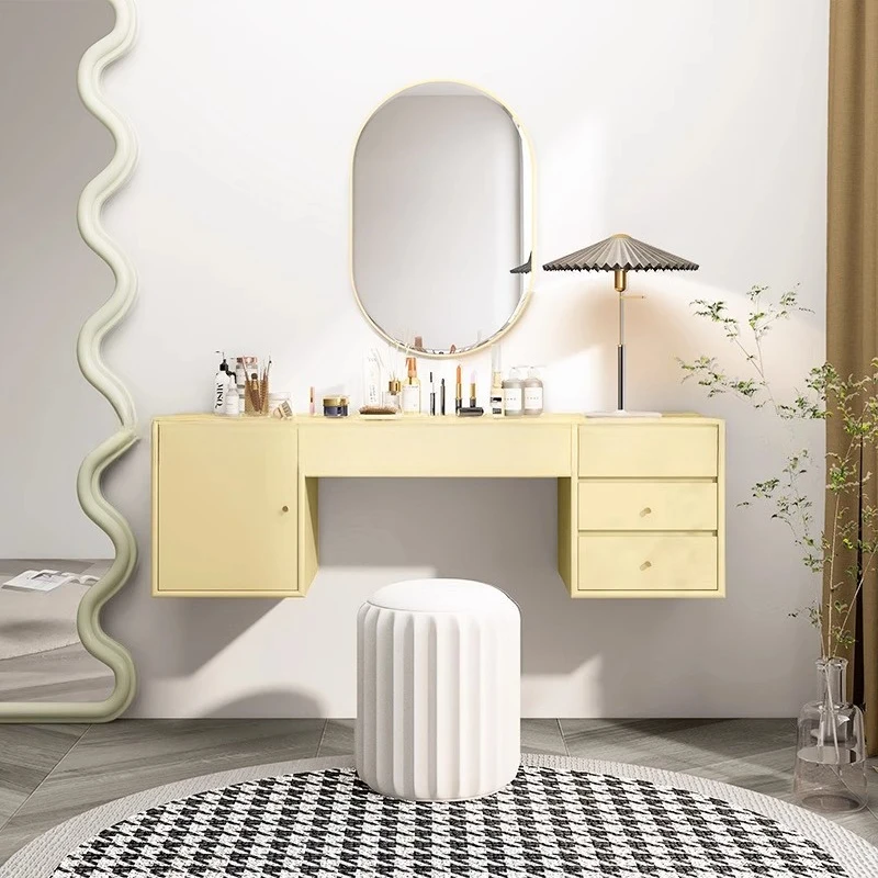 

Minimalist creative wall-mounted suspended dresser bedroom modern simple small apartment on the wall storage makeup table