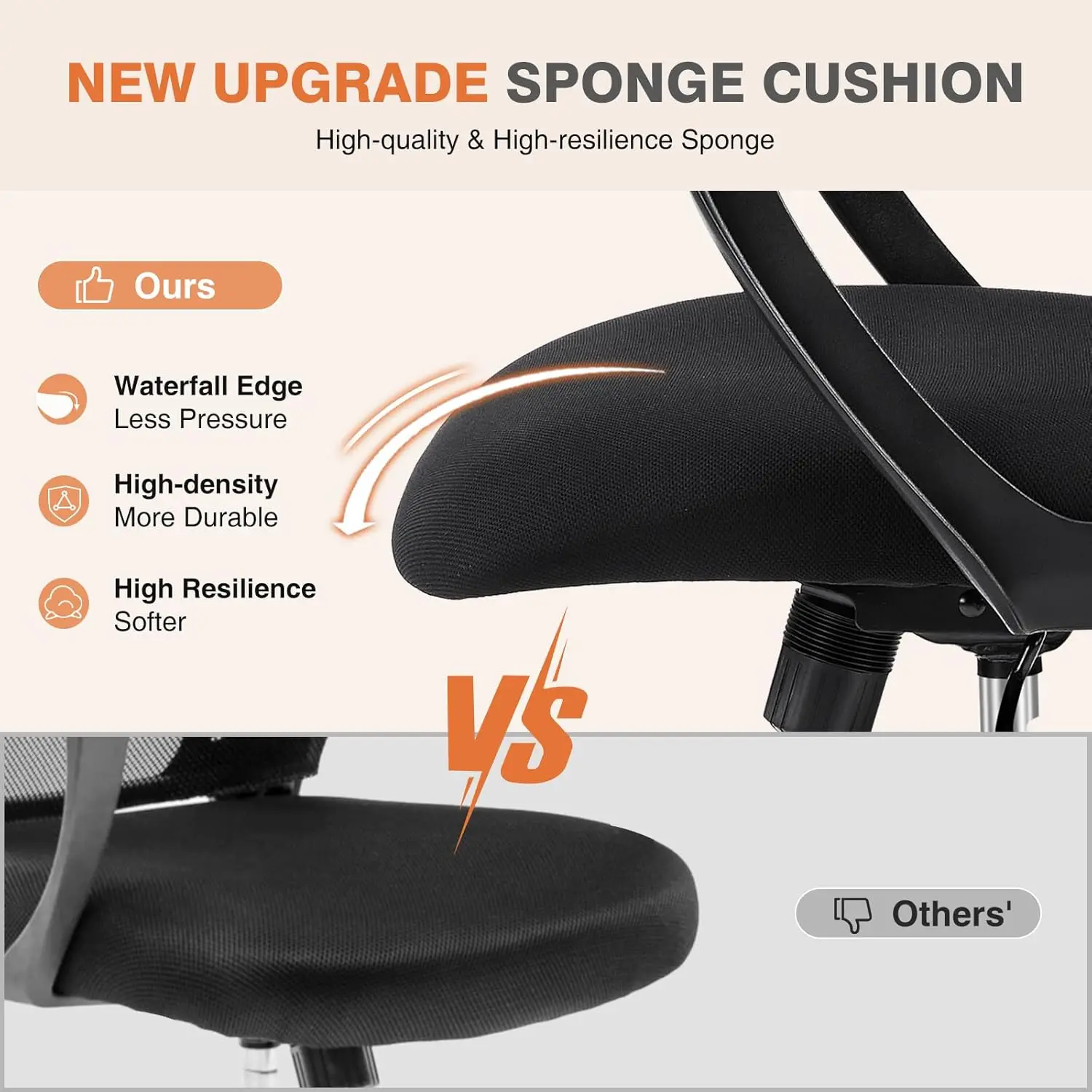 Office Desk Chair Ergonomic High Back Rolling Chair Adjustable Headrest Comfortable Lumbar Support Armrests for Bedroom Study