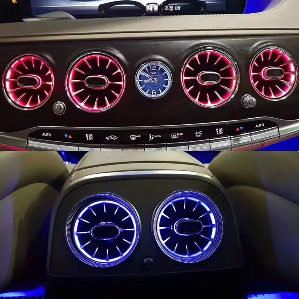 

7/64 Color LED Turbo Air Conditioning Vent 4 D Rotary Speaker Ambient Light For Mercedes-Benz S-Class W222 S320 S350 S400 S450