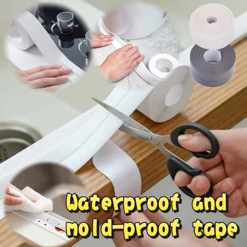 PVC Sealing Strip Tape Bathroom Bath Toilet Caulk Tape Self Adhesive Waterproof Mildew Proof Tapes for Kitchen Sink Wall Corner