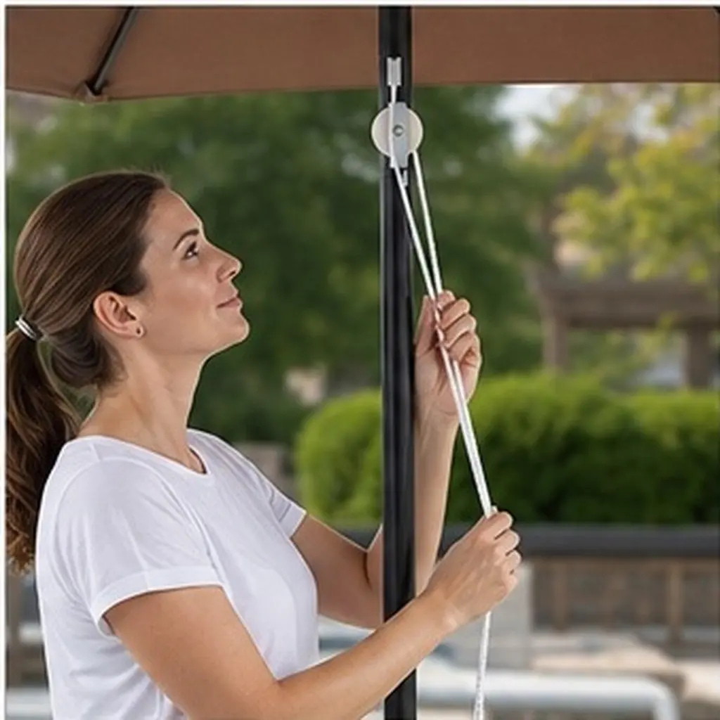 5Pcs Patio Umbrella Replacement Parts Sliding Pulley Bracket Heavy Duty Roller Outdoor Parasol Accessories Garden Deck Pool