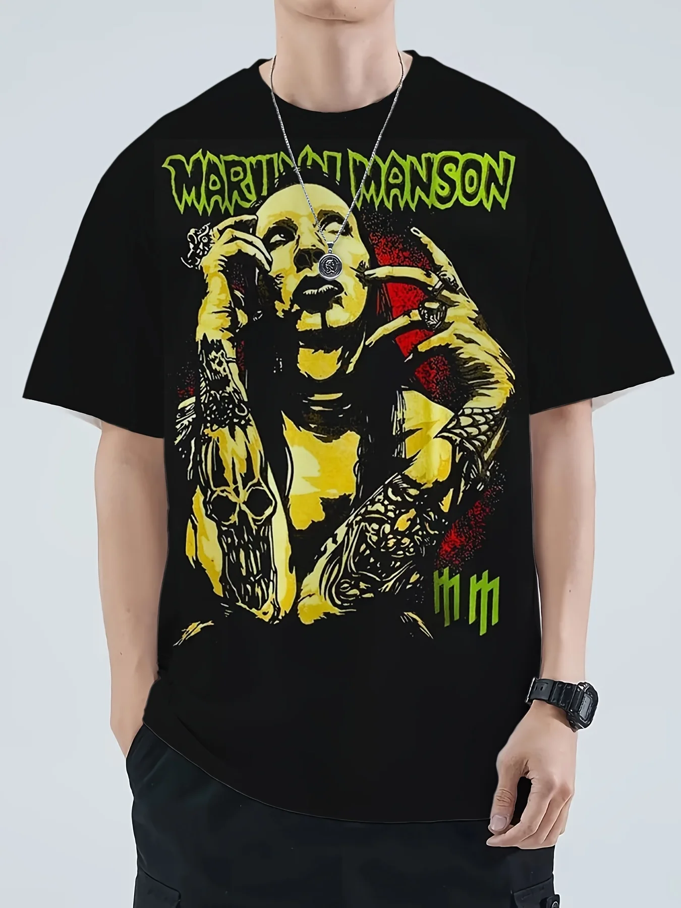 

Marilyn Manson Gothic Fans T Shirts Vintage Streetwear Leisure Cotton Short Sleeve Casual Men Women Amusing Harajuku Unisex Tops