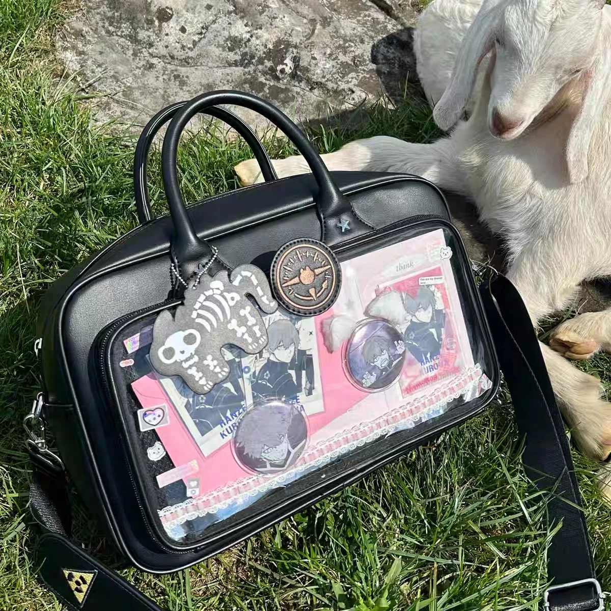 

JIAERDI Jk женская большая вместительная сумка через плечо со звездной аппликацией в стиле Харадзюку DIY Ita сумка Повседневная сумка Kawaii для ежедневного использования