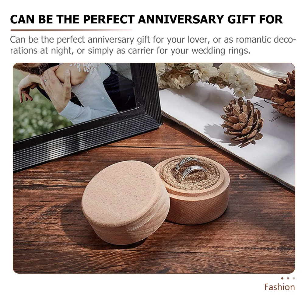 

Wooden Case Compact Jewelry Gift Box For Wedding Engagement Proposal Small Lightweight Ring Holder Earring Packaging Decoration