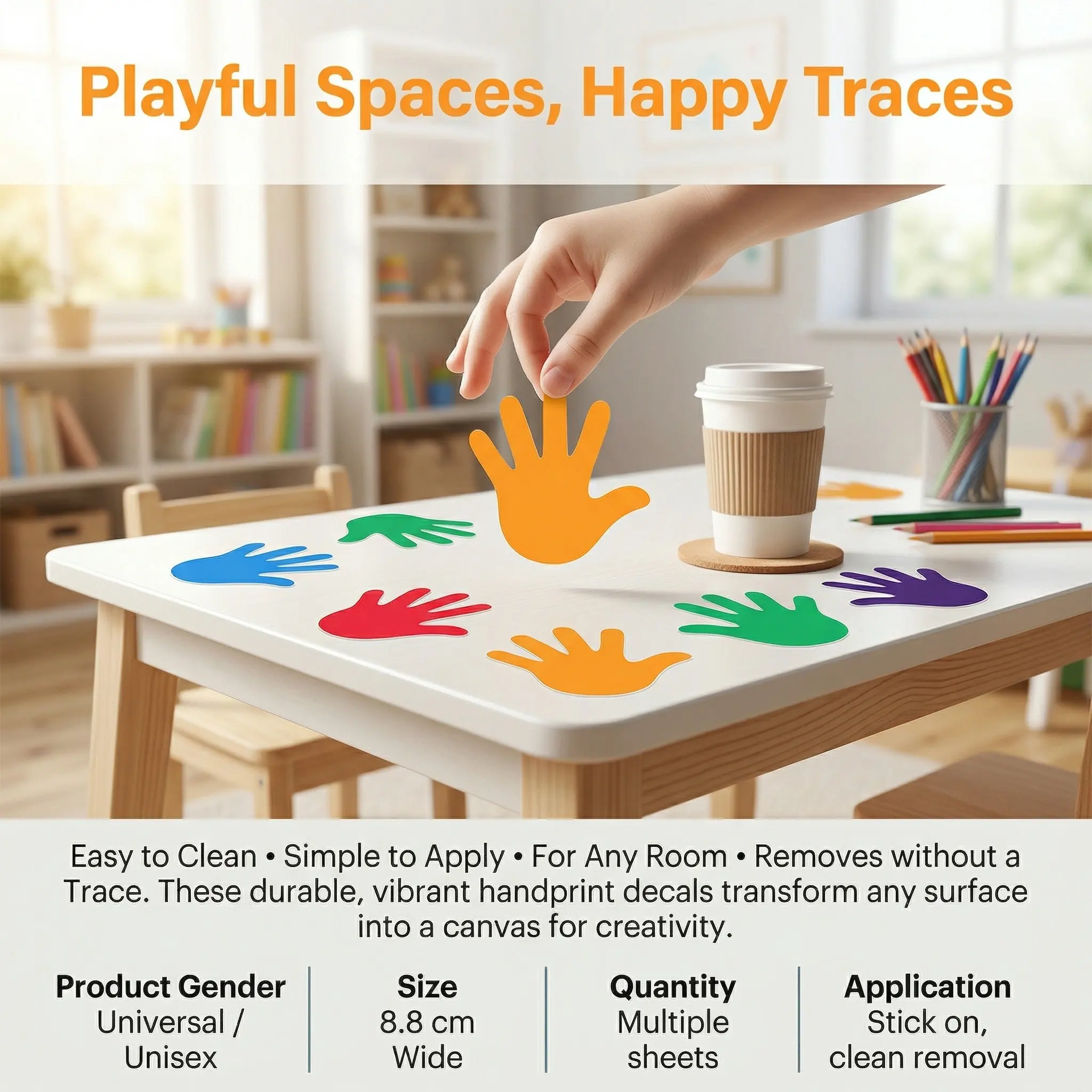 45Pcs Peel and Stick Floor Stickers Hand Print Design Removable Waterproof Vinyl Decals Easy Room Bedroom