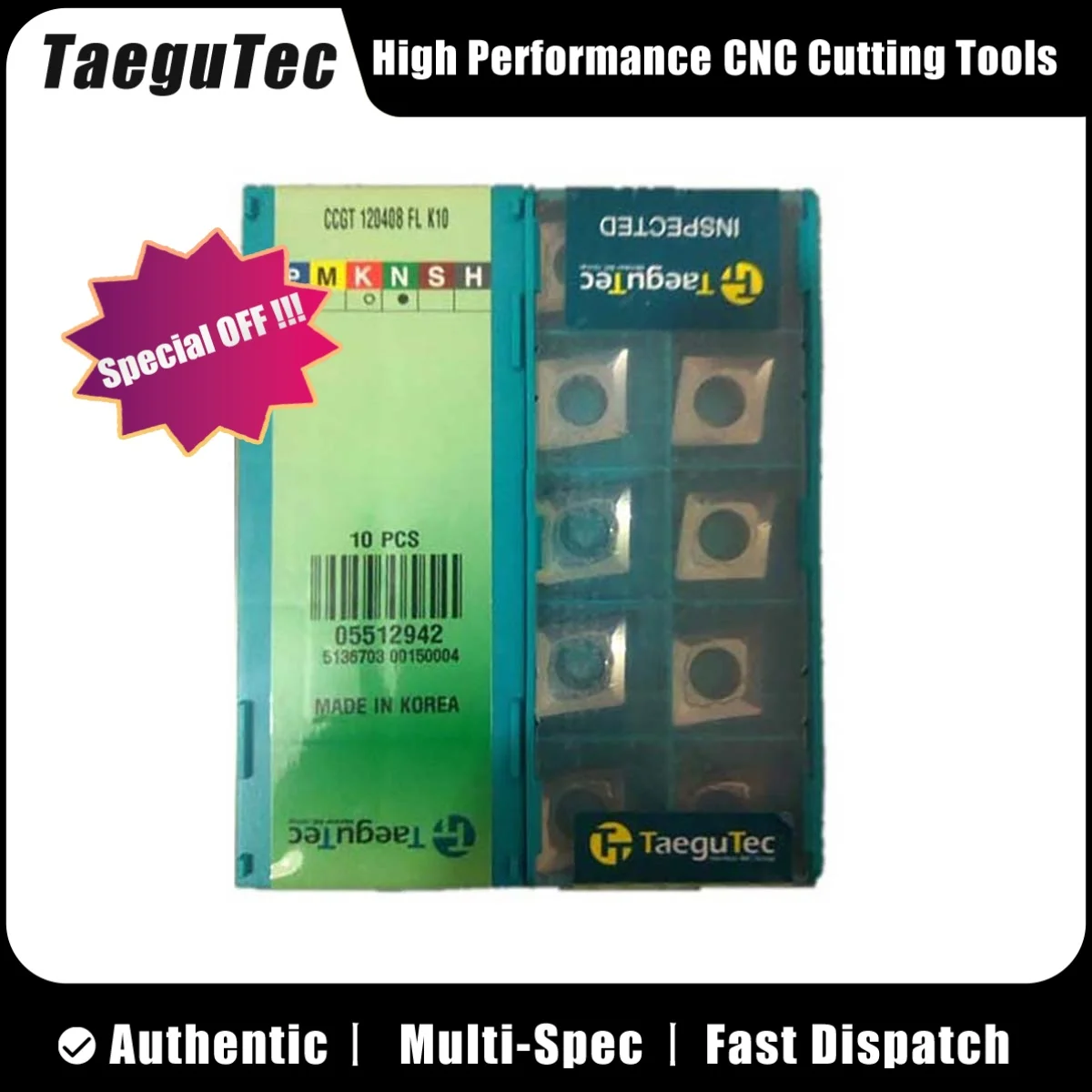 

TaeguTec 100% оригинал CCGT0602 02 04 CCGT09T3 02 04 08 CCGT1204 02 04 08-FL SA K10 TT5080 Токарная вставка