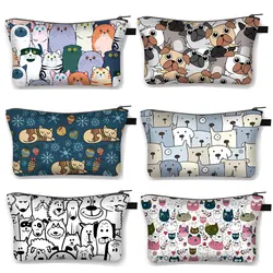 Estuche de cosméticos de dibujos animados Kawaii para mujer, bolsas de maquillaje para cachorros, lindo gatito, bolsas de artículos de tocador, bolsa de lápiz labial de embrague, bolsa de cosméticos para niña