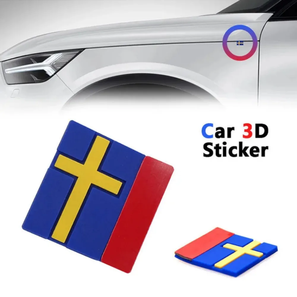 5pcs Car Sweden Swedish Flag Emblem Stickers Door Front Grille Sticker Interior Badge Decor Accessories for VOLVO XC40 XC60 XC90