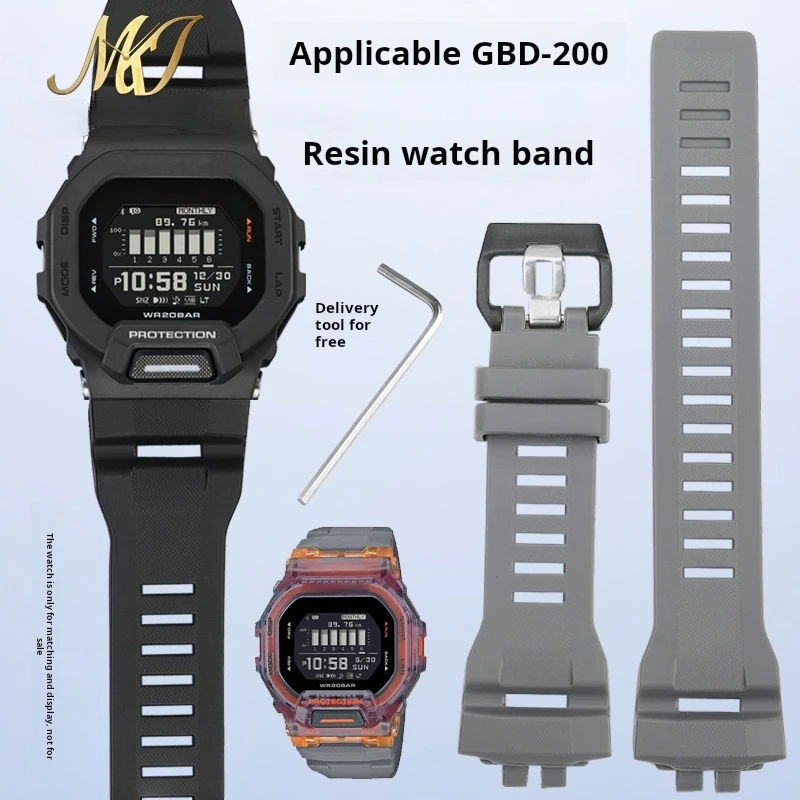 New For Casio Small Square GBD-200SM GBD-200 Cat Rubber Silicone Watch Strap Men\'s Watchband waterproof Black gray mans bracelet