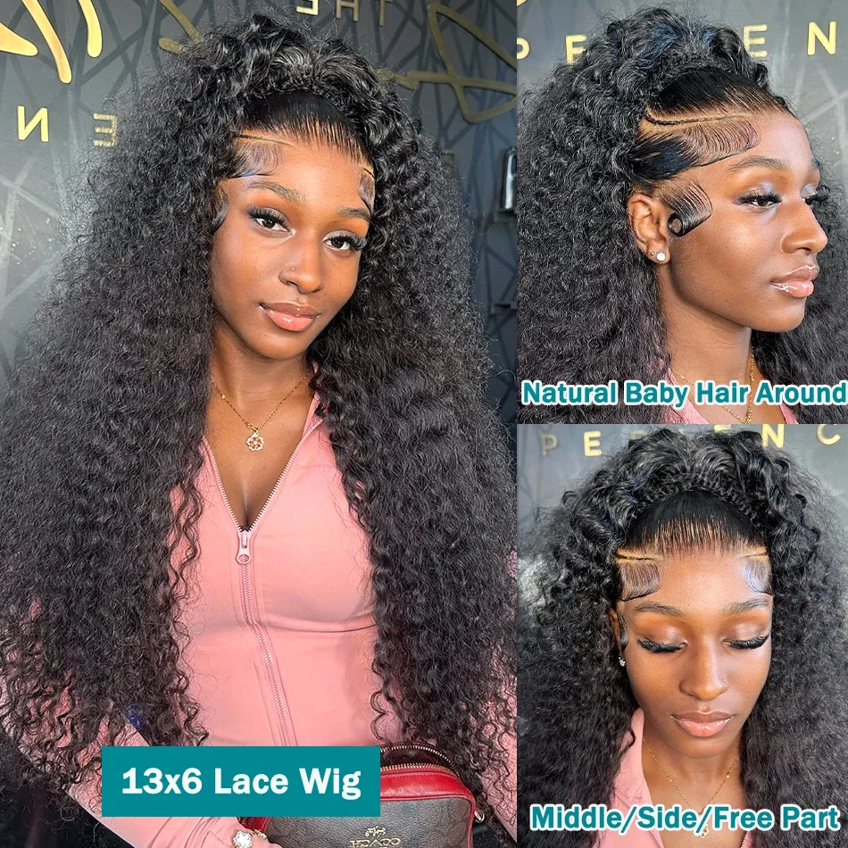 30 32 40 Inch Deep Wave 13x6 HD Transparent Lace Frontal Human Hair Wigs 200 Density Remy 13x4 Water Curly Front Wig For Women