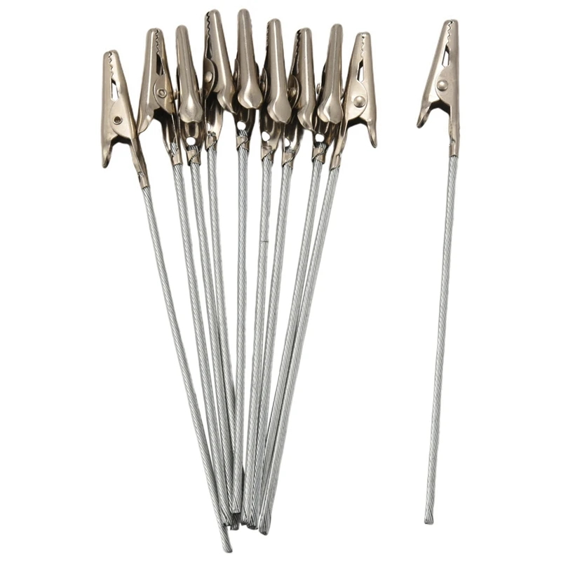 ワイヤー茎付きクロコダイルメタルクリップ、ワニ口クランプ、メモ帳ホルダー、50個