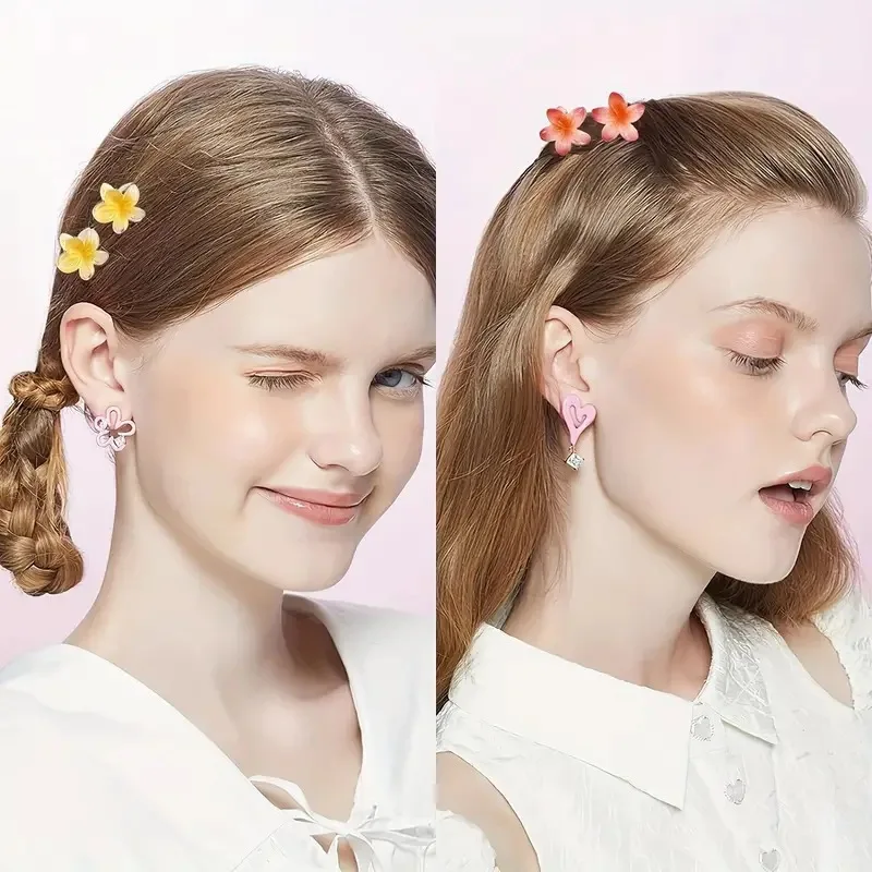 6 ชิ้น/2 ชิ้นหวานดอกไม้อะคริลิคผมคลิปกรงเล็บสําหรับหญิงสาว Hairpins ฤดูร้อนชายหาดฮาวาย Headwear อุปกรณ์เสริมผม