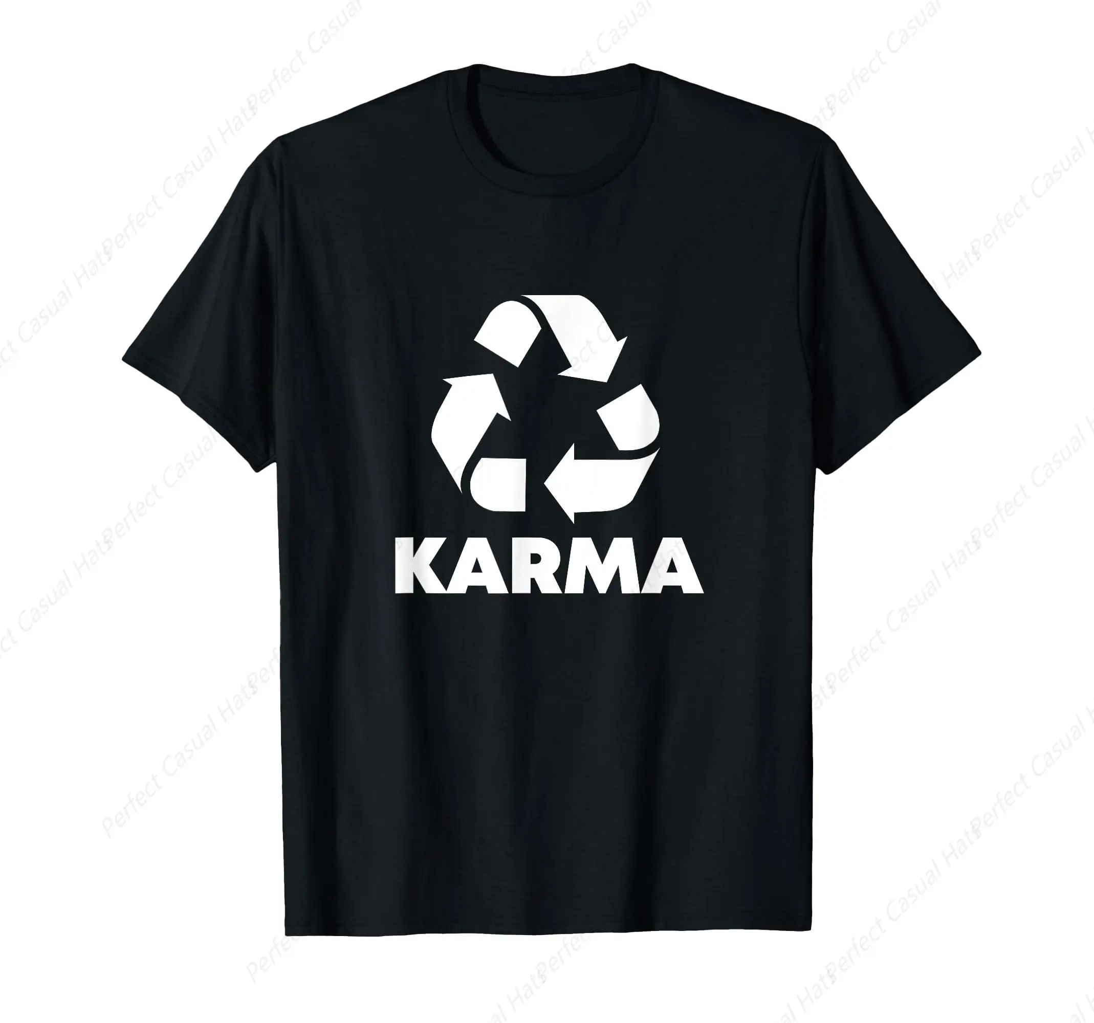 

High Quality Shirt Karma What Goes Around Comes Around Funny Recycle Graphic T-Shirt Leisure O-Neck Tee Unisex