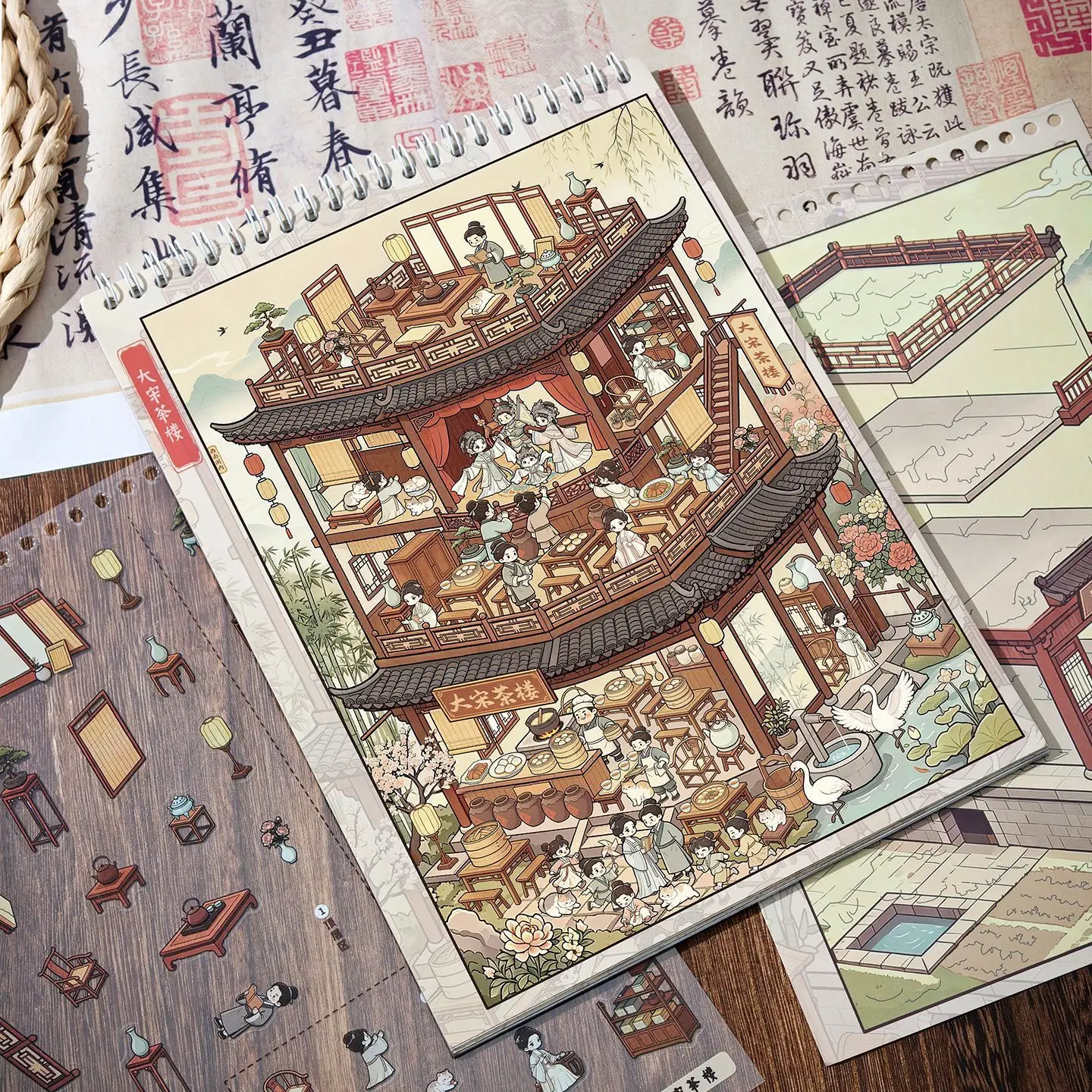 livro-de-autocolantes-com-motivos-paisagisticos-em-estilo-chines-que-evocam-a-estetica-dos-mercados-chineses-antigos-livro-de-autocolantes-com-modelos-tridimensionais-micro-paisagens-25d