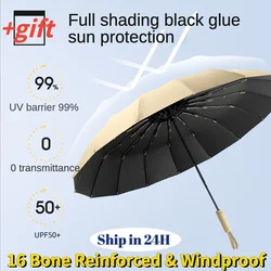 Reinforced Automatic Folding Umbrella for Men, Windproof, Strong, Waterproof, UV,Sunproof, Wind and Water Resistant, 10, 16 Bone