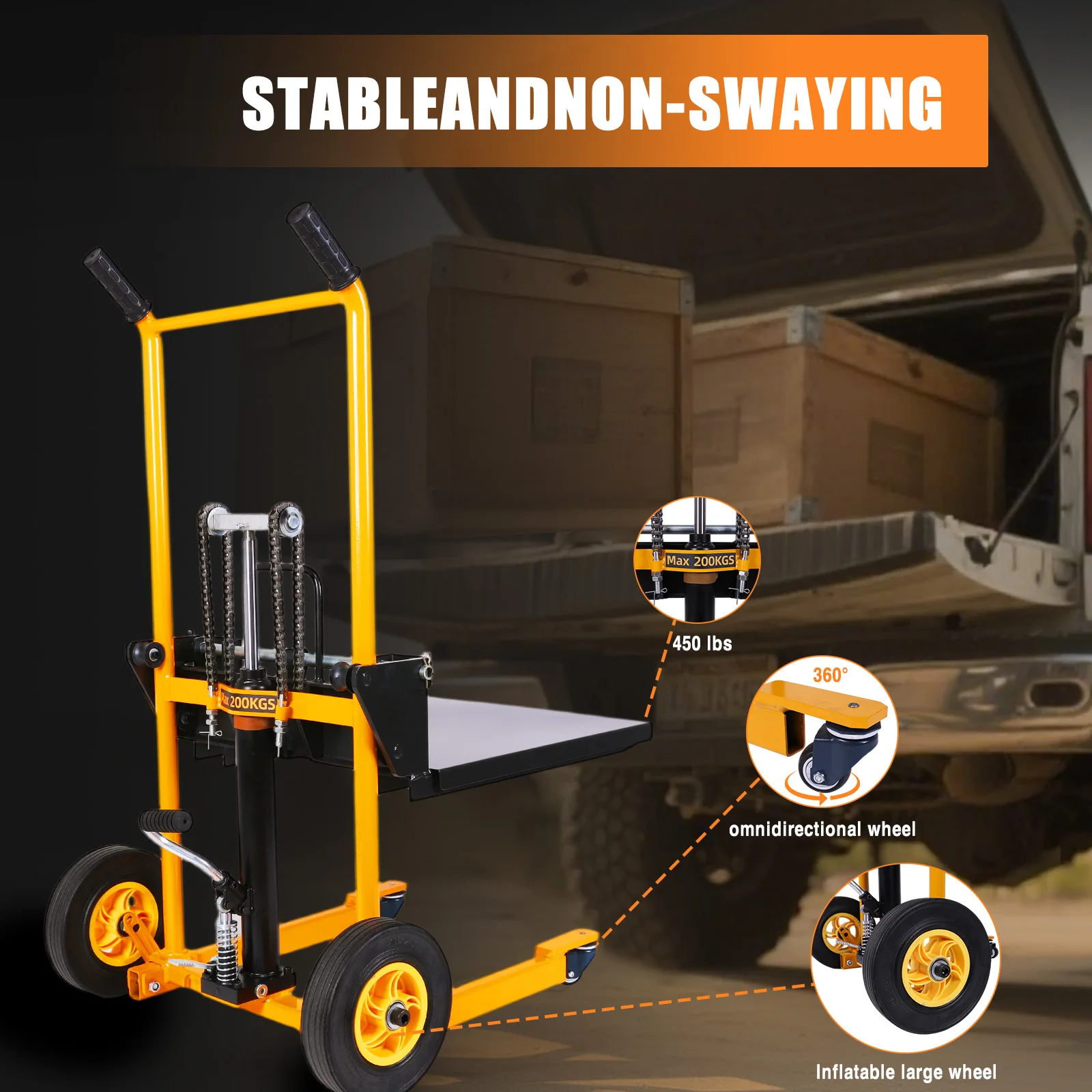 

Mini Forklift Foldable Transport Lifting Cart with Swivel Wheels Mini Household Lift Truck Lightweight for Commercial & Industry